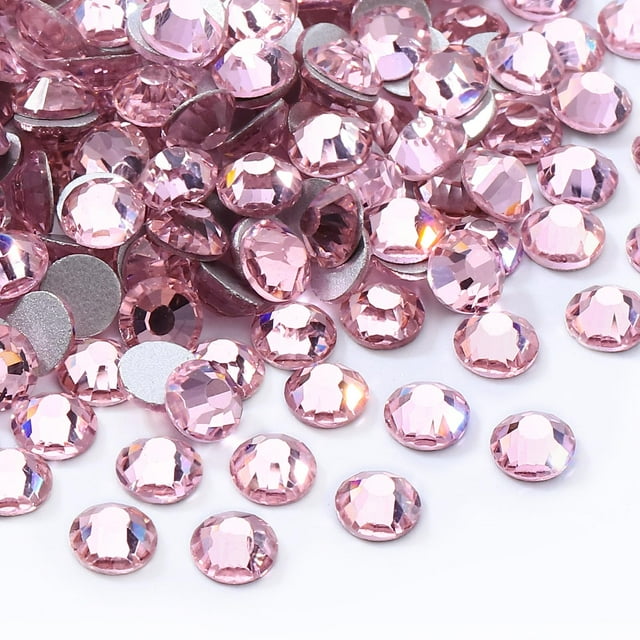 Diamantes de imitación Meibite rosa con parte trasera plana, diamantes de imitación de vidrio para decoración de uñas y manualidades, fijación con pegamento, piedras preciosas sueltas (rosa, SS30, 288