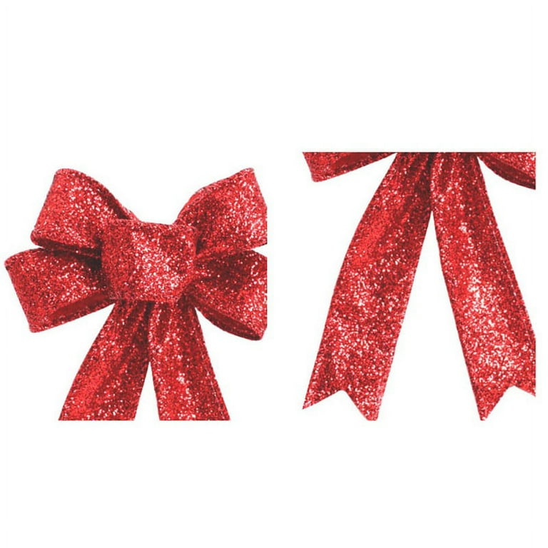 Red Bows Christmas Decorations 12”X20” Big Red Velvet Ribbon Wired  Decorative Bows with Glitter Gold Edge for Tree Topper, Outdoor Indoor  Wreaths
