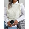 thumbnail image 3 of Women'S Ruffle Cute Sweater Vest Sleeveless Round Neck Summer Knit Pullover Tank Tops White L, 3 of 8