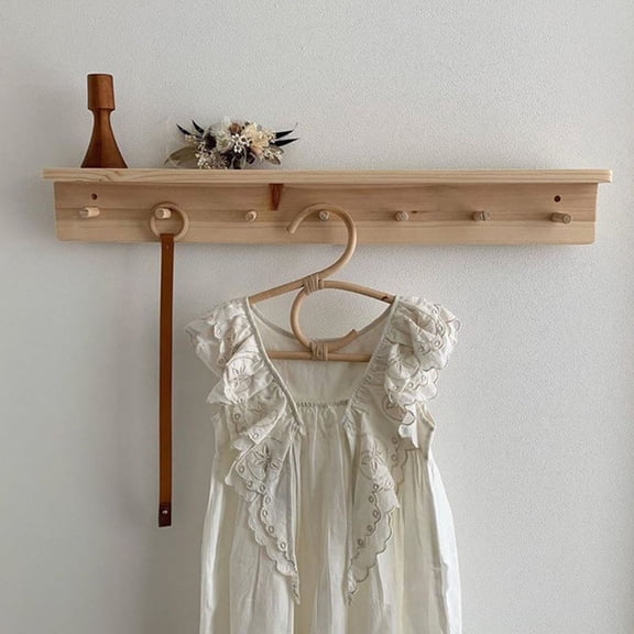 FOMIYES 1Pc Khaki Rattan Clothes Rack for Home Use with Double Hooks for Clothes Storage
