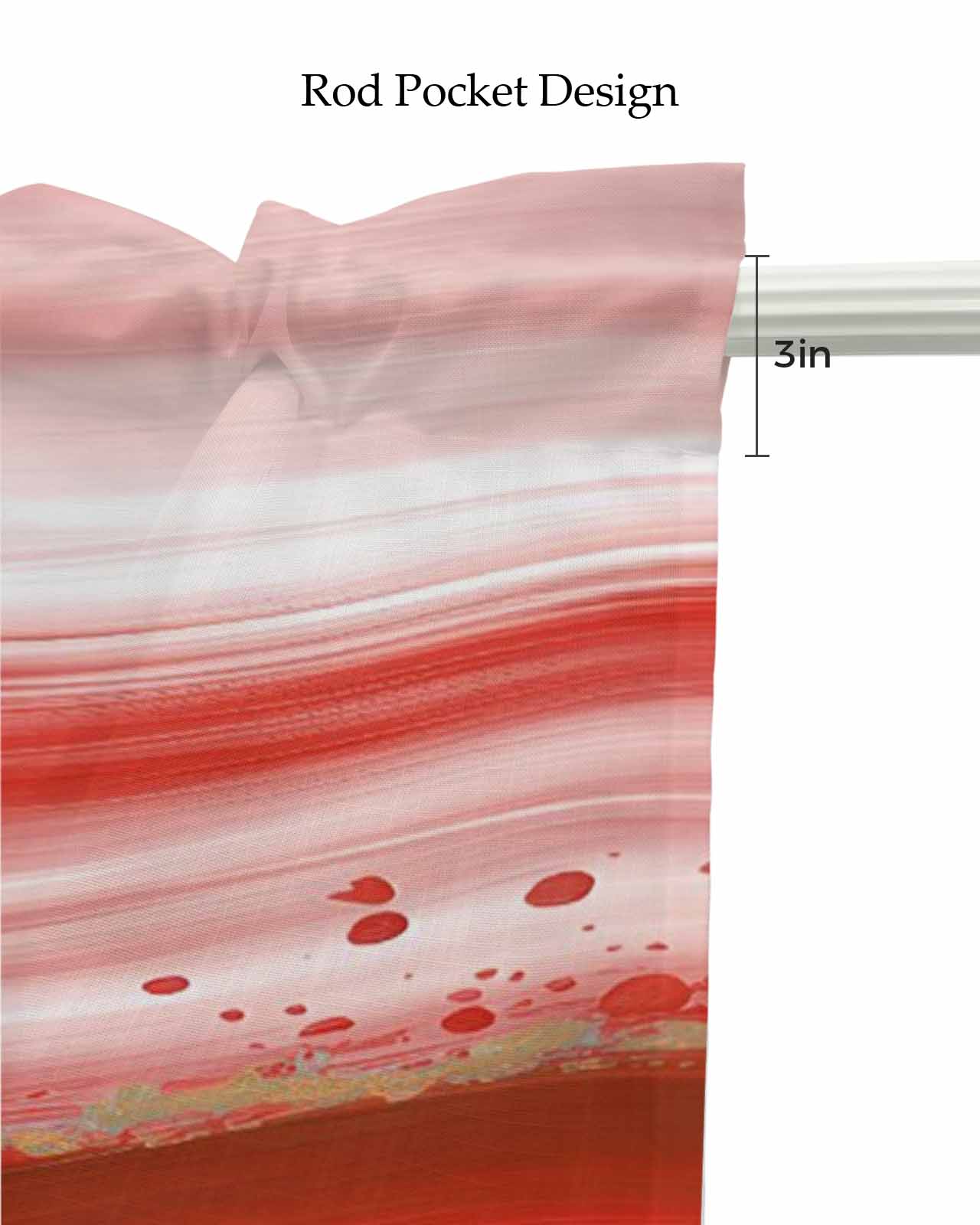 Red Waves Abstract Kitchen Valances for Windows Farmhouse Linen Window Valance Curtain for Living Room Window Treatment Ombre Fluid Water Ripple Striped Valance Rod Pocket Topper Drape, 54 x 18 Inch
