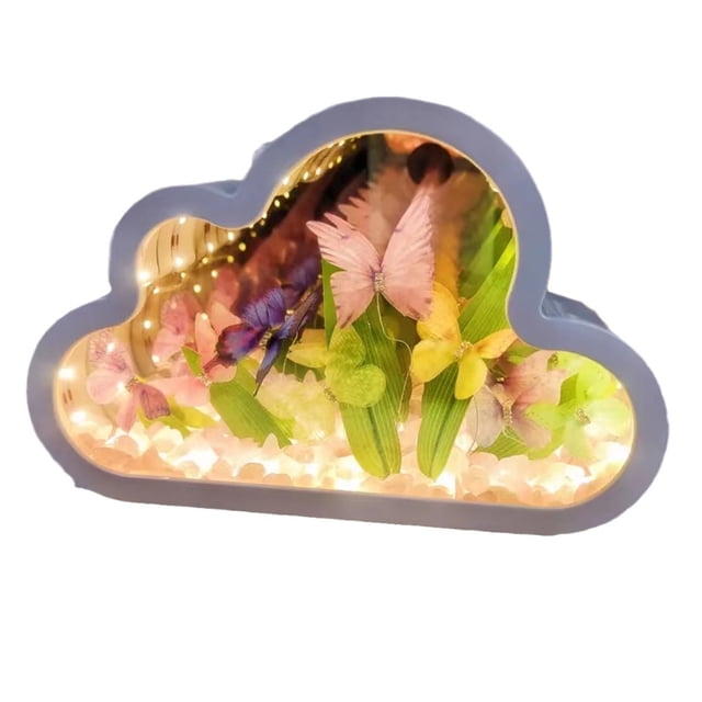 Espejo de mariposa con forma de nube, luz de noche, nube, tulipán, flor, mar, luz de noche, linterna de mariposa