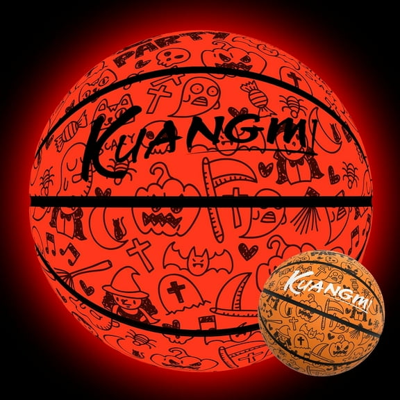 Kuangmi Halloween LED Light-Up Basketball - Spooky Glow-in-the-Dark Basketball for Fun Games