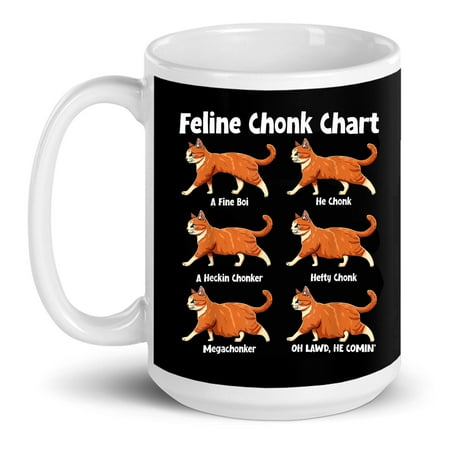 

Feline Chonk Chart Funny Fat Cat Mom Dad Cats Lover Owner Gift Ceramic Mug 15oz (White;15oz)