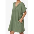 thumbnail image 3 of Robe Mini Babydoll en Gaze de Coton à Manches Courtes Col en V Décontractée pour Femmes, 3 of 7