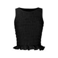 thumbnail image 6 of Gyexs Women Shirred Tank Top Ruffle Sleeveless Tanks Frill Smocked Halter Camisole Tops Summer Trendy Streetwear (Black, S), 6 of 6