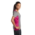 thumbnail image 3 of Sport-Tek Ladies Heather Colorblock Contender Neck Tee-S (Vintage Heather/ Pink Raspberry), 3 of 6