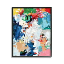 Stupell Industries Varied Expressive Collage Abstract Painting Black Framed Art Print Wall Art, 11 x 14