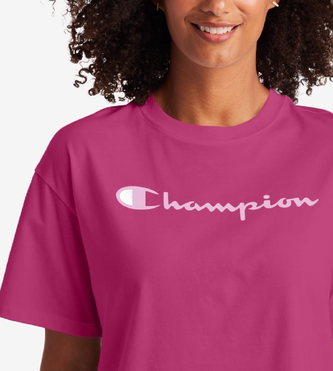 Camiseta Corta Champion Mujer Logo Rosa Talla XL Walmart en