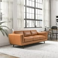 thumbnail image 4 of Pemberley Row Genuine Leather Tan Sofa Rectangular High Density Foam Cushions 89" Unassembled, 4 of 5