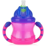 Nuby 2-Handle Flip-n'-Sip Straw Cup in Pink/Purple