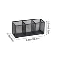 thumbnail image 3 of 3-Compartment Metal Mesh Desk Organizer, Black or Silver, 22.5 x 9.5 x 8 cm, Multi-Purpose Pen, Pencil, and Office Supply Storage Caddy with Non-Slip Pads, 3 of 6