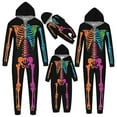 thumbnail image 6 of HNMKIU Halloween Family Matching Skeleton Print Hooded Zip Up for Mom and Kid Cozy Cartoon Animal Pajama Jumpsuit, 6 of 6