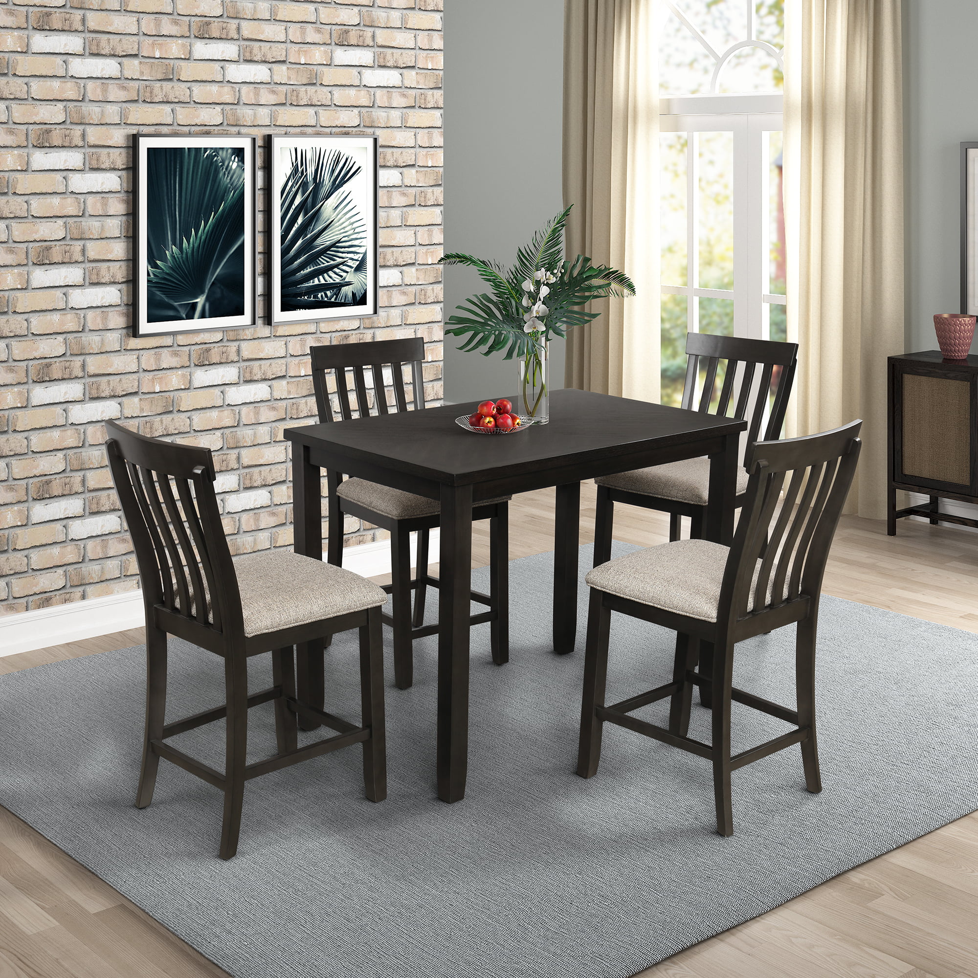 Dining Table Set with 4 Chairs, 5-Piece Wooden Kitchen Table Set