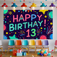 thumbnail image 5 of Colorful Neon Style Happy 13 Birthday Backdrop Banner Party Decors Background Photography Props for Birthday Party Celebration Decorations Photo Booth Setup, 5 of 7