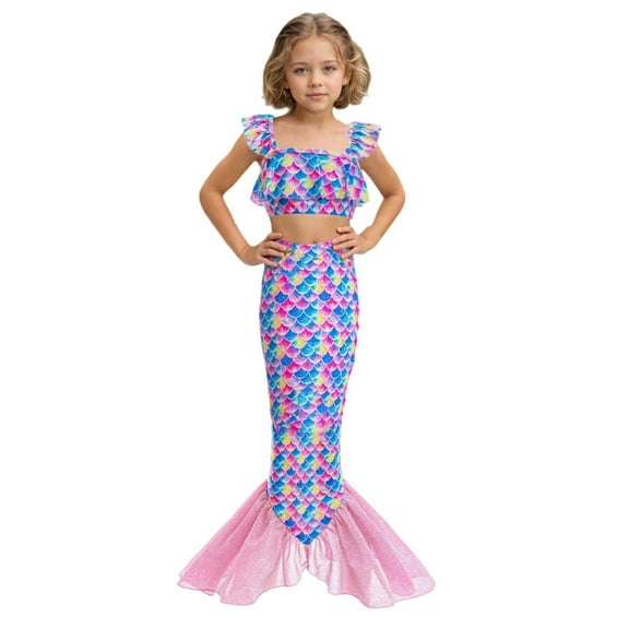 CAIXIA Toddler Swimsuit Girl Pink Kid Girl 3pcs Girls Bathing Suits Beach Pool Swimwear,5-6 Years