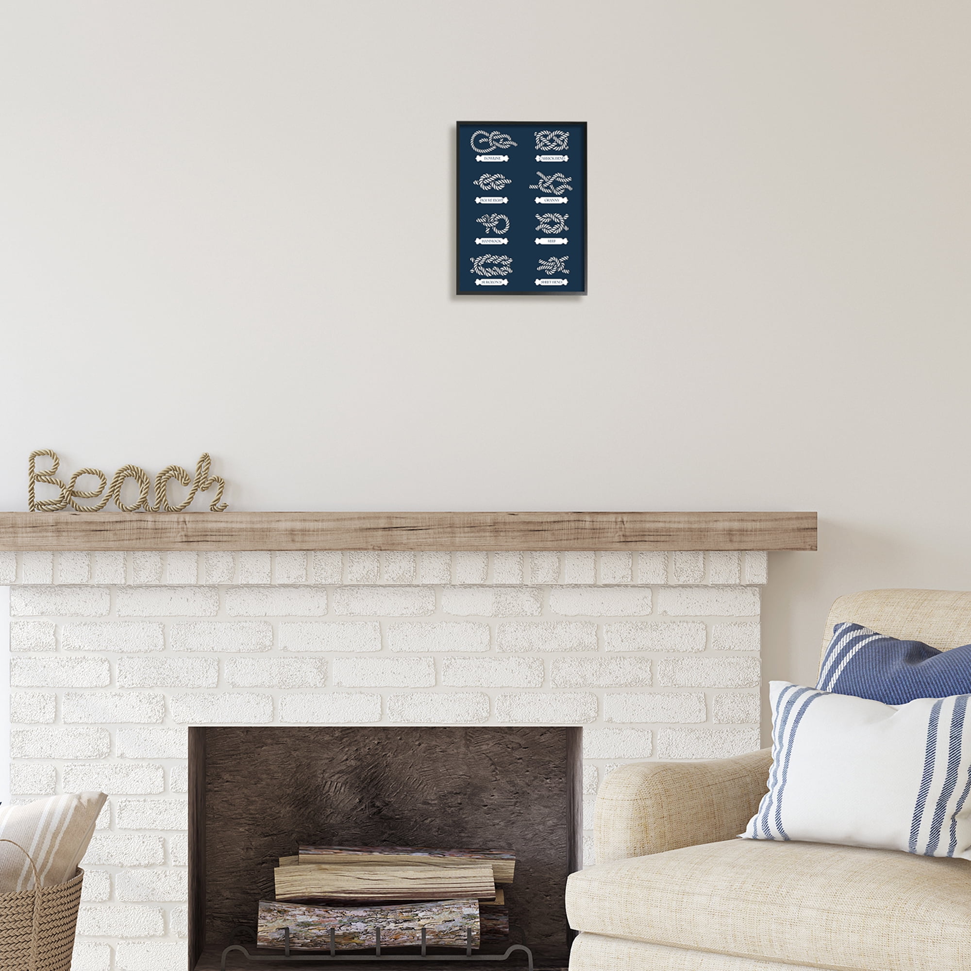 Stupell Industries Boating Knots Nautical Diagram Coastal Painting Black Framed Art Print Wall Art