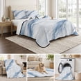 thumbnail image 6 of Twin Quilt Set 68''x86'', Blue Grey Marble Lightweight Summer Bedspread Coverlet Set with 2 Pillow Shams, Vintage Abstract Modern Art Crack Breathable All Season Quilt Bedding for Dorm/Bedroom, 6 of 9