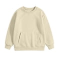 thumbnail image 4 of Chiccall Casual Girls Crew Neck Sweatshirt Plain Tone Soft Comfortable Daily Walking Shopping Vacation Cute Pullover Sweatshirt for Kids, 4 of 5