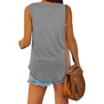 thumbnail image 4 of EASYBRAUS Women Sleeveless V Neck Tail Hem Loose Fit T Shirt Solid Color Spring, 4 of 5