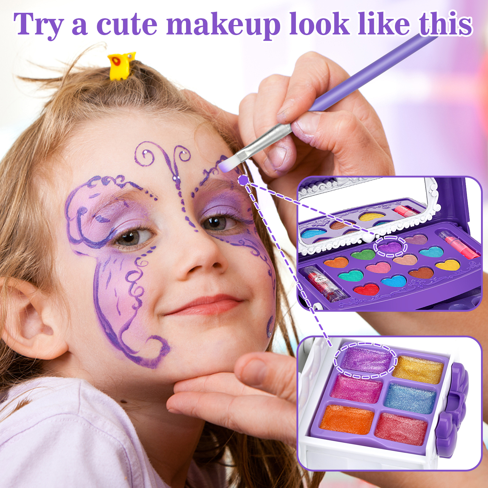 Sendida Kids Makeup Kit 54-Piece Princess Set Purple photo 5