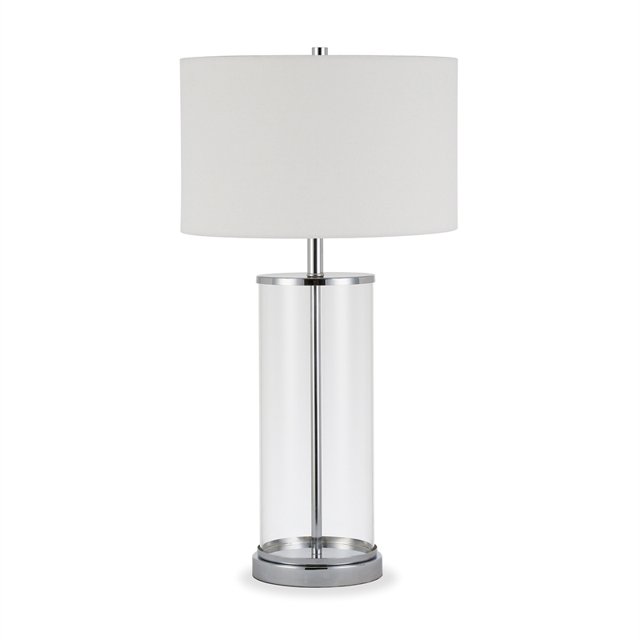 Henn&Hart 15" Clear Glass/Polished Nickel Metal/Glass/Fabric Table Lamp