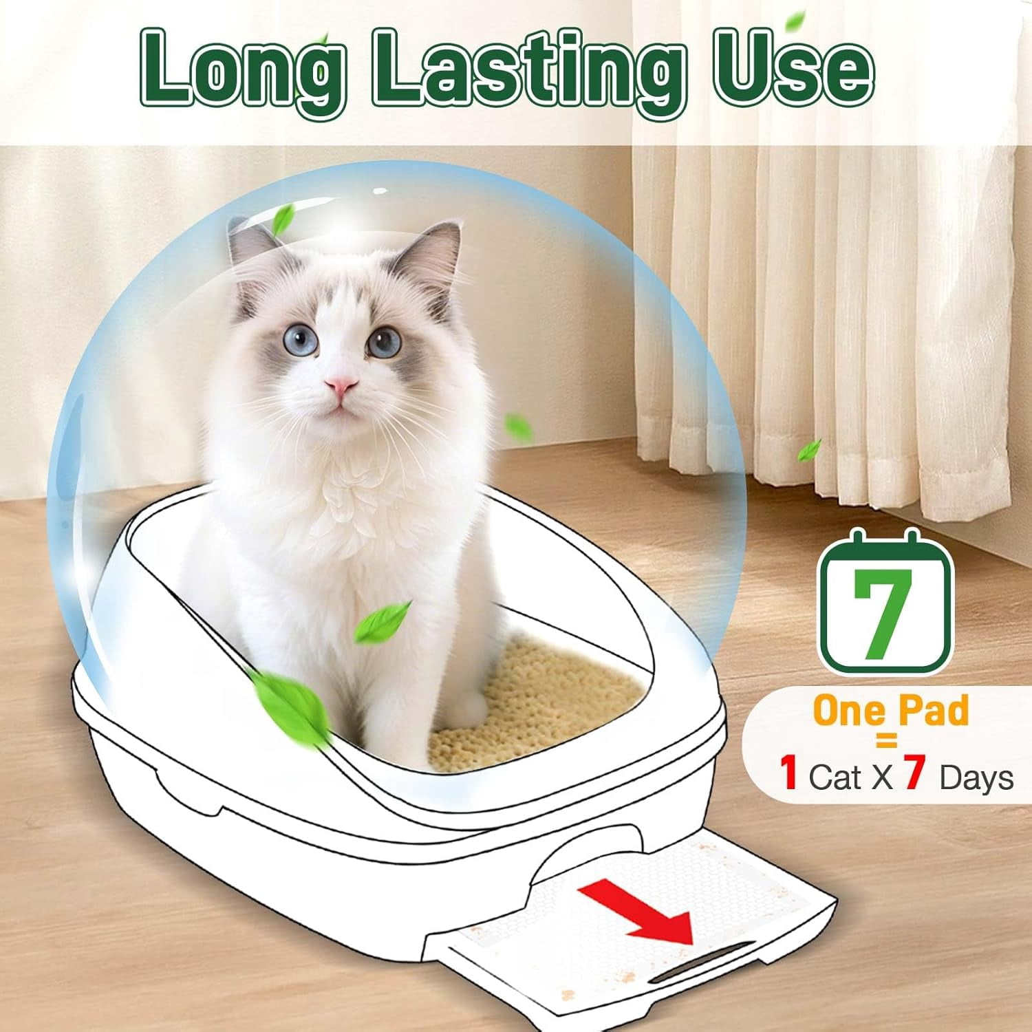 JJEAN-Litter Pads Compatible with Breeze Litter Box System, 25ct Super Absorbent Pee Pads for Cats, Odor Control Cat Pads Refills 16.9 X 11.7 Inch, Unscented