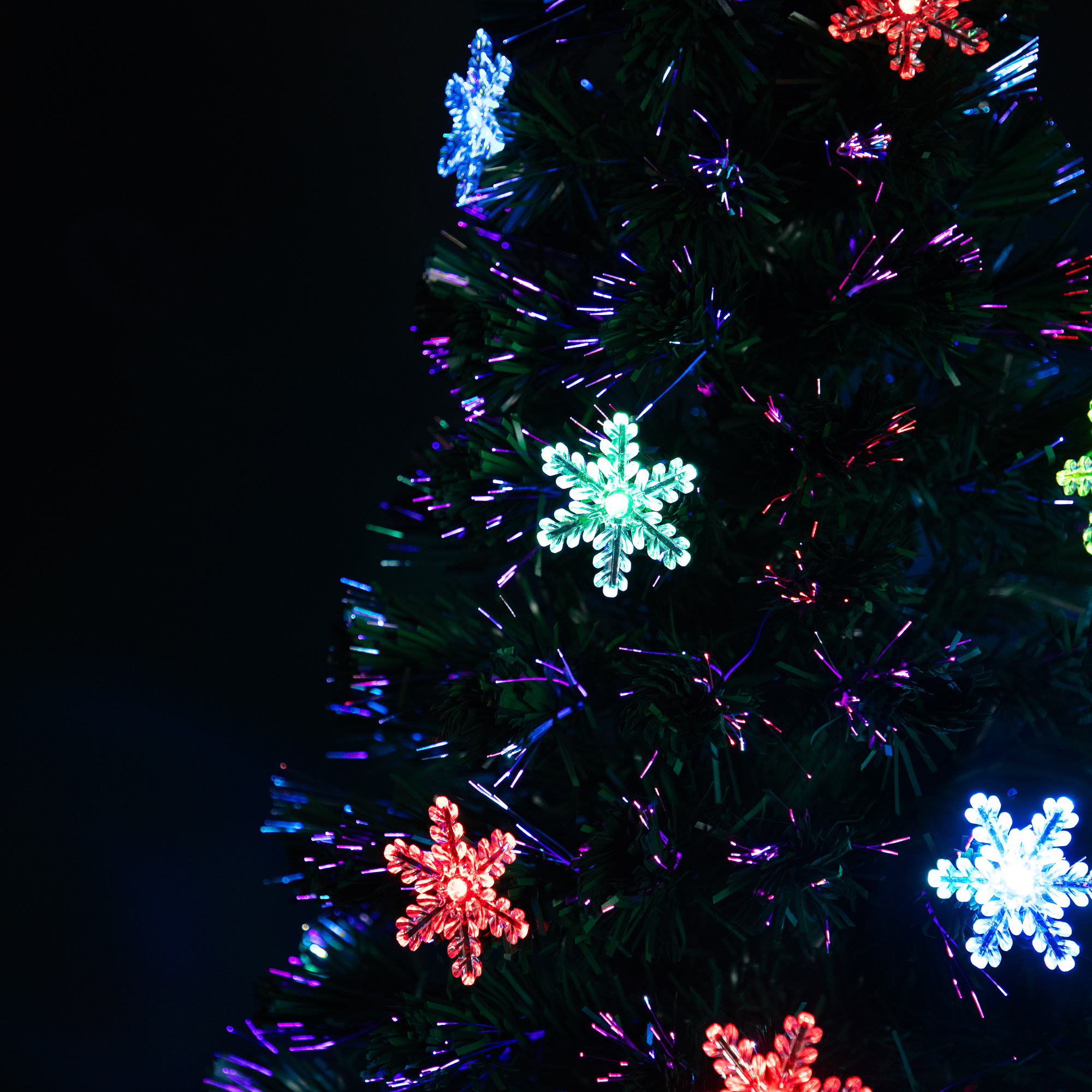 LED Color-Changing Snowflake Fiber Optic Artificial Christmas Tree - 6' - Multi-color Lights