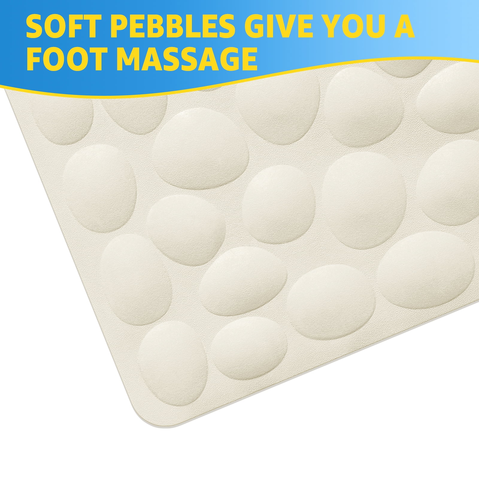 OTHWAY Bathtub Mat Non Slip, Rubber Bath Mat for Kids for Baby, 16x40 inch Large Bath Mats for Bathroom Tub with Strong Suction Cups (Beige)