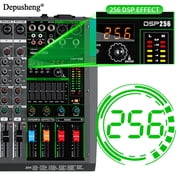Depusheng PA8 Mixing Console 8-Channel Audio Mixer with 48V Phantom 256 DSP USB Bluetooth Black for Professional and Beginner