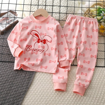 

ATOGUTA Boys Girls Pajama Set Cotton Kids Sleepwear 2 Piece Child Clothes Pink Size 6M-8