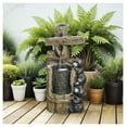 thumbnail image 2 of 22.8" Outdoor Water Fountain, 3-Tier Bear Waterfall with LED Lights & Pump, 2 of 9