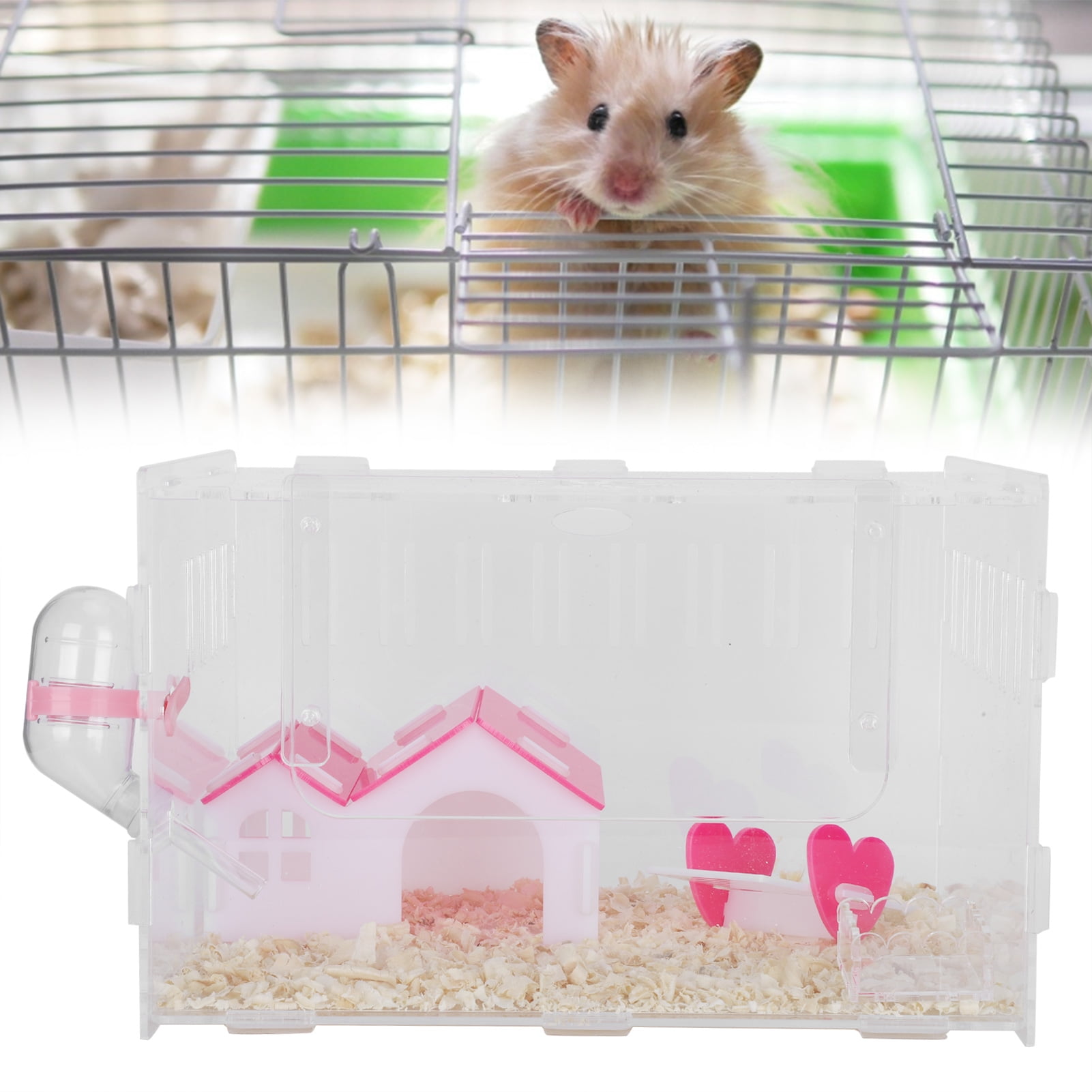 Suodoka Clear Acrylic Hamster Cage Small Animal Habitat Single Layer Transparent Pet Castle Large 13.39 inches / 34 cm