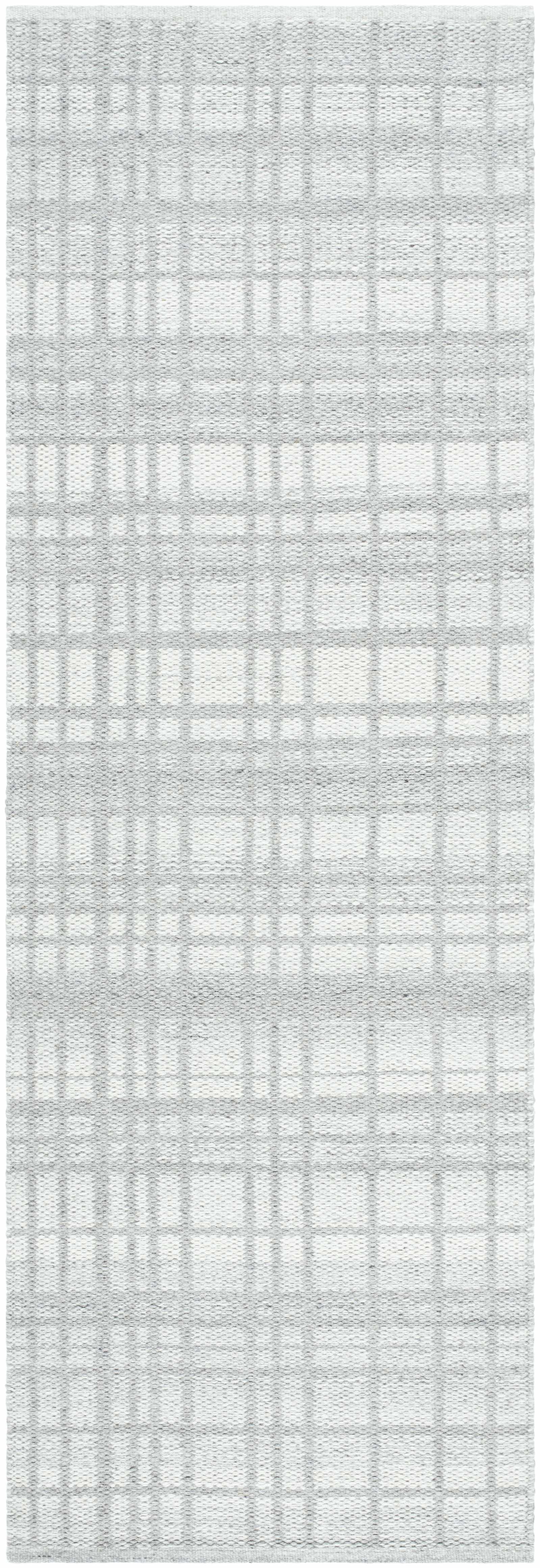 Hauteloom Nissa Wool Living Room, Bedroom Area Rug - Checkered Geometric Square Plaid - Gray, White, Off White - 2' x 3'