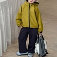 thumbnail image 2 of Xyant Girls Rain Jacket Boys Sportswear Water Resistant Hoodie Kids Toddler Lightweight Raincoats Windbreaker Outdoor (Yellow,11-12 Years), 2 of 6
