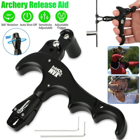 Archery 4 Finger Compound Bow Release Adjustable Can Rotate 360° Thumb Release