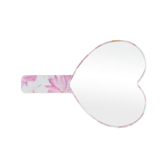 1 Pc Women Heart Shape Cosmetic Mirror for Beauty Parlor Travel Pink White Plastic Aluminum Mirror