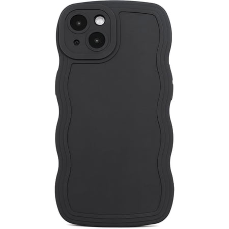 TIANLI Case for Apple iPhone 15 Plus, Cute Kawaii Curly Wave Frame Shape Soft Silicone Shockproof Protective Phone Case for iPhone 15 Plus,Black