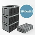thumbnail image 5 of CleverMade 3 Pack Stackable Collapsible Storage Bin, No Lid - 12 Gal Stone, 5 of 9