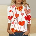 thumbnail image 2 of Outfmvch oversized tshirts for women workout tops for women Love Heart Grahic Valentines Day Shirts 3/4 Sleeve Pullover Blouse heart sweater for women Three Quarter Sleeve Valentines Tops White 1 XL, 2 of 4