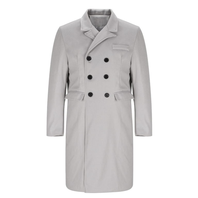 Miluxas Men's Oversized Long Faux Wool Blend Trench Coat