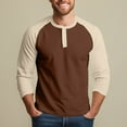 thumbnail image 6 of Hearthz Men's 3/4 Sleeve Baseball Raglan T-Shirts S-3XL,Big and Tall Henley Tops Cotton Sport Athletic Jersey Tee Shirt ,Brown M, 6 of 7