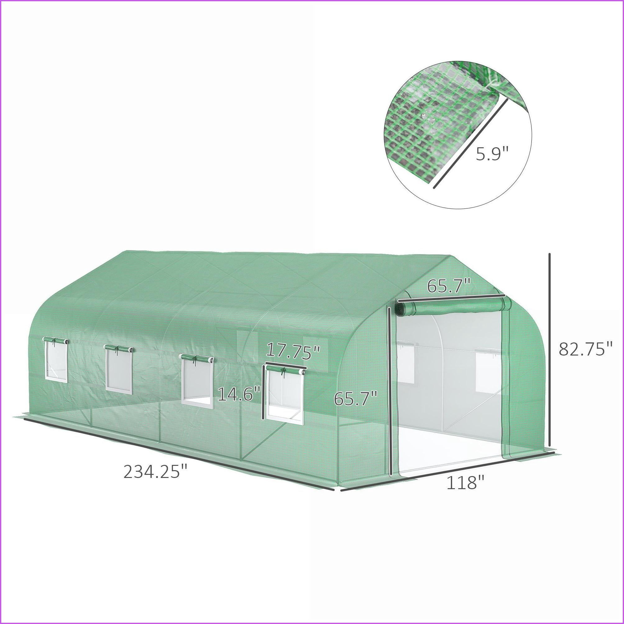 Walk-in Greenhouse | invernadero, 20'x10'x7' Backyard Gardening, Galvanized Steel Frame | Forest Green | Steel