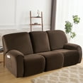 thumbnail image 2 of SHANNA Stretch Recliner Sofa Cover Sofa Slipcover, 3 Seater Couch Cover Furniture Protector, Dark Brown, 2 of 8