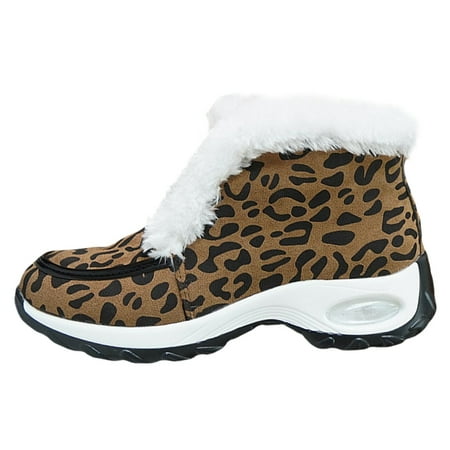 

Cathalem Shoes Women Adult Female Womens Tall Snow Boots Wide Calf Large Plush Snow Boots High Top Leopard Print Sneakers Thick Soled Winter Boots Wide Brown 6.5