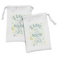 thumbnail image 1 of I Love You to the Moon and Back Fabric Pouch Set of 2, Crescent Moon Planets Stars Rocket Planets Galaxy, Drawstring Bag for Toiletries Masks and Favors, 9" x 6", White Pale Seafoam, by Ambesonne, 1 of 2