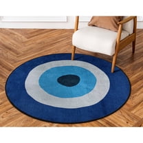 Well Woven Apollo Evil Eye Modern Novelty Blue Black 3'3" Round Rug