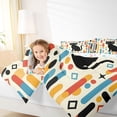 thumbnail image 3 of Manfei Mid Century Black Cat Twin Comforter Sets, Boho Rectangle Bedding Set, Cream Red Blue, Stars Reversible, 2 Pieces, 1 Comforter and 1 Pillowcase, 3 of 7