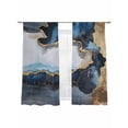 thumbnail image 2 of Navy Blue Semi Sheer Curtains 72 Inch Length 2 Panels Set, Abstract Color Block Vintage Modern Sheer Kitchen Curtain Privacy Voile Window Curtain for Living Room Bedroom Rod Pocket Drapes, 2 of 7