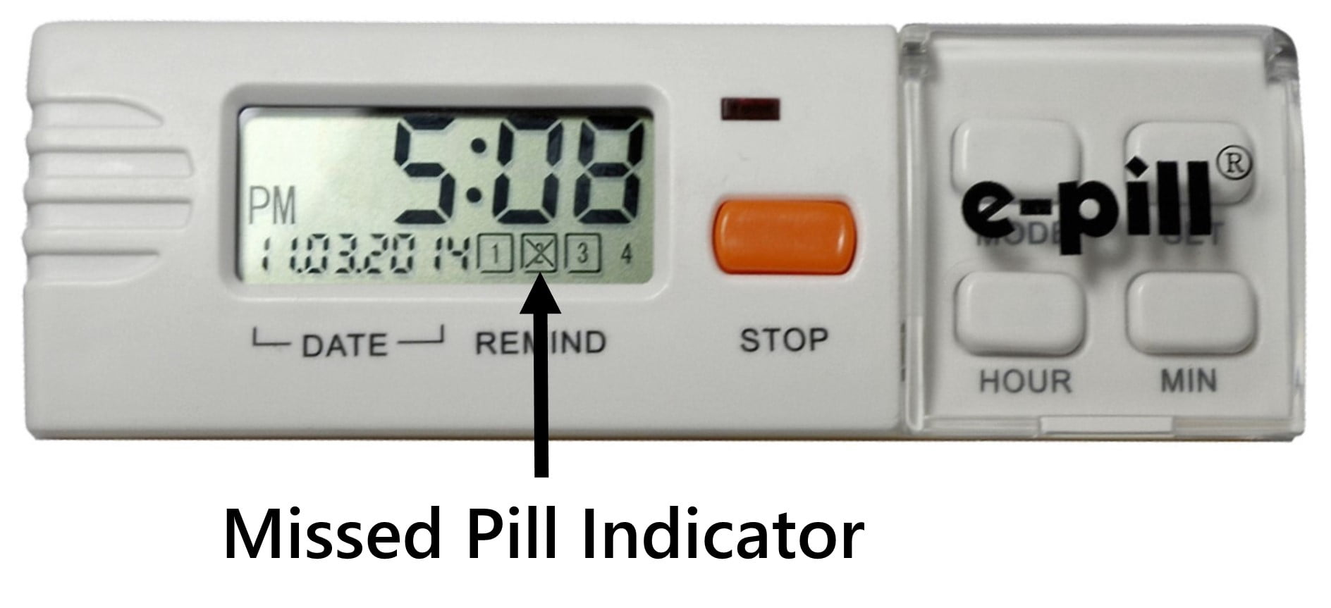 e-pill MedGlider Reminder with Attached 4 Compartment Pill Box